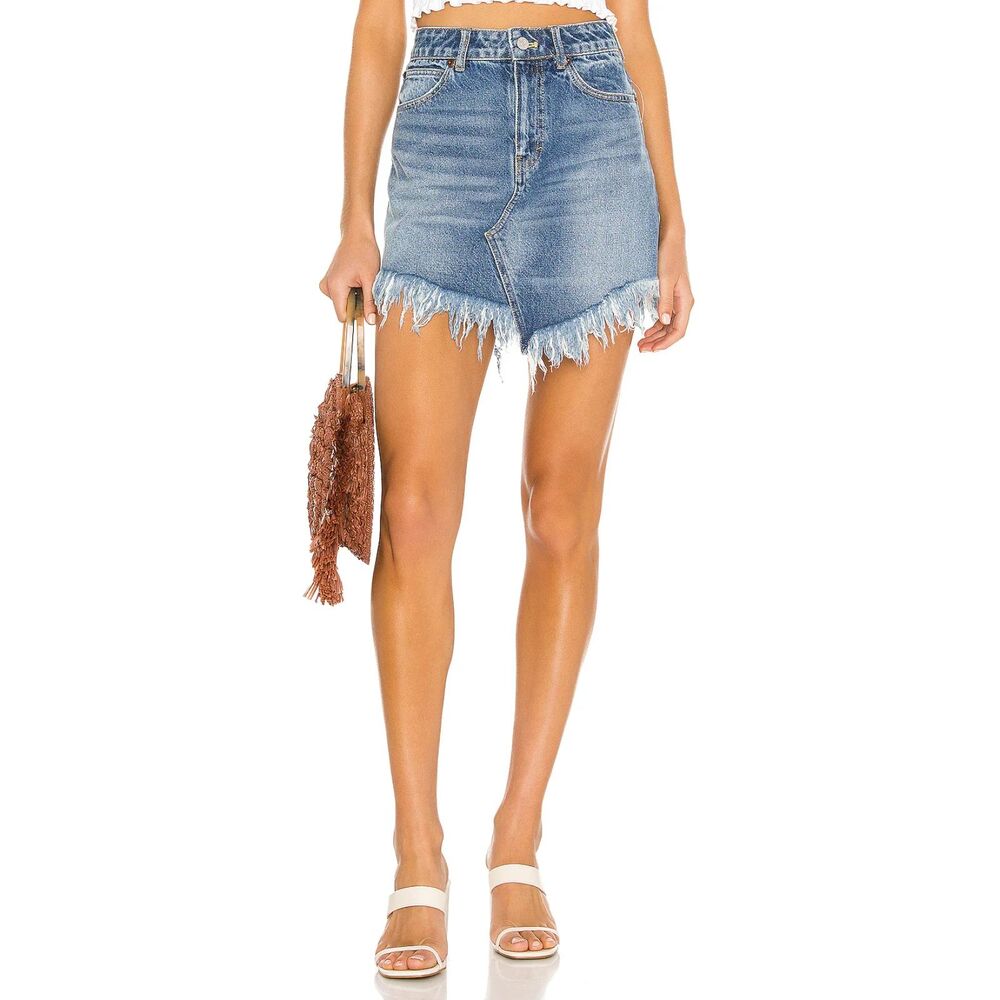 NWT Free People We The Free Bailey Denim Mini Skirt Indigo Blue 29 OB1006434